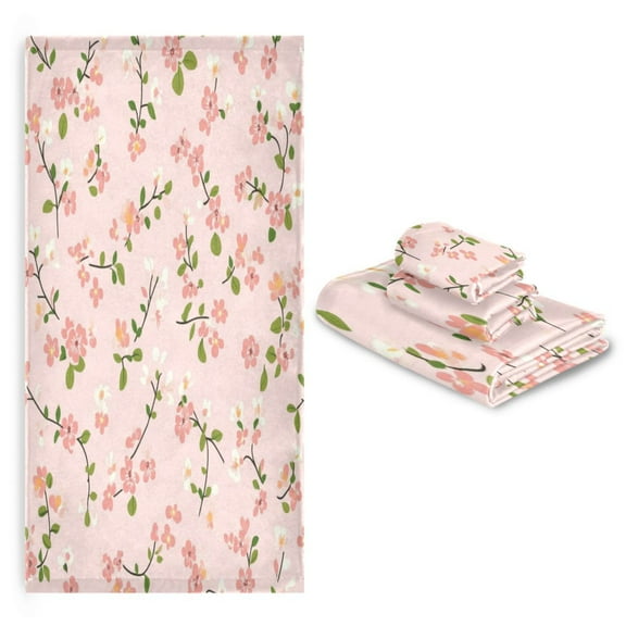 3 Pack Towel Set with Bath Towels, Hand Towels & Washcloths for Everyday Use Small Floral Pattern