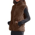 thumbnail image 2 of Women's Solid Color Fashionable Fleece-lined Vest Coat Coffee XXXXL, 2 of 4