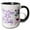 Black/White, variant on 3drose, Happy 70th Birthday in Purple with Purple Flowers, 11oz Magic Transforming Mug