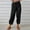 *Black, variant on Women's Linen Blend Elastic Waist Cropped Harem Pants,Casual Trousers with Pockets for Summer Gray,Women's Plus M
