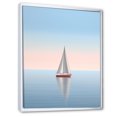 thumbnail image 2 of Designart "Calm Shore Pink And Blue Sailboat Picture I" Coastal Floater Framed Wall Art Living Room, 2 of 5