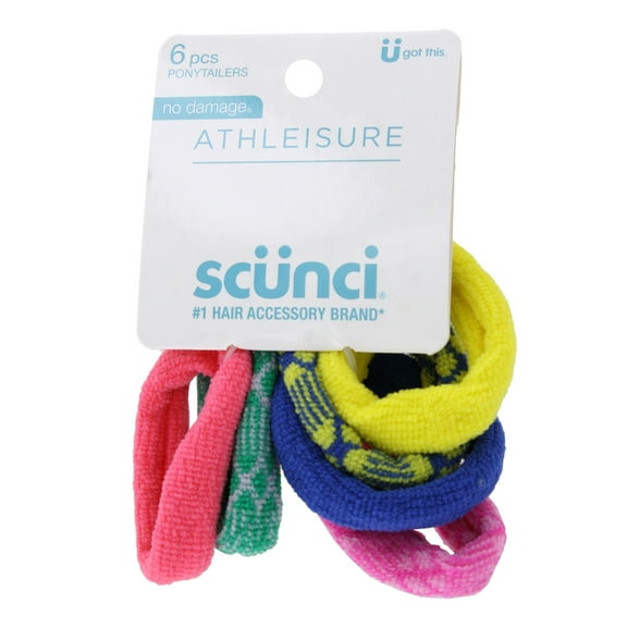 Scunci Athleisure No Damage Soft Ponytailers, Assorted Colors, 6-Pieces