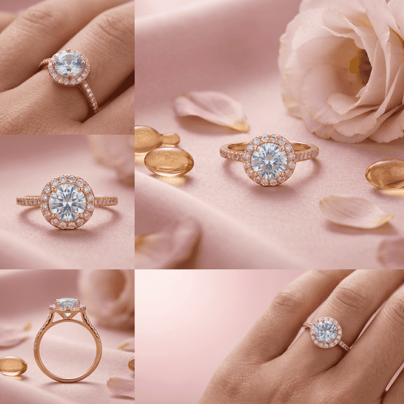 2Ct Round Cut Cubic Zirconia Women Cluster Engagement Ring 14K Yellow Gold Plated Free Size