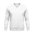 thumbnail image 5 of Zylanna Men's Big & Tall Long Sleeve Sweatshirt, Solid Color V-Neck Fall and Winter Loose Fit Casual Pullover Tops for Daily Wear White, 5 of 9