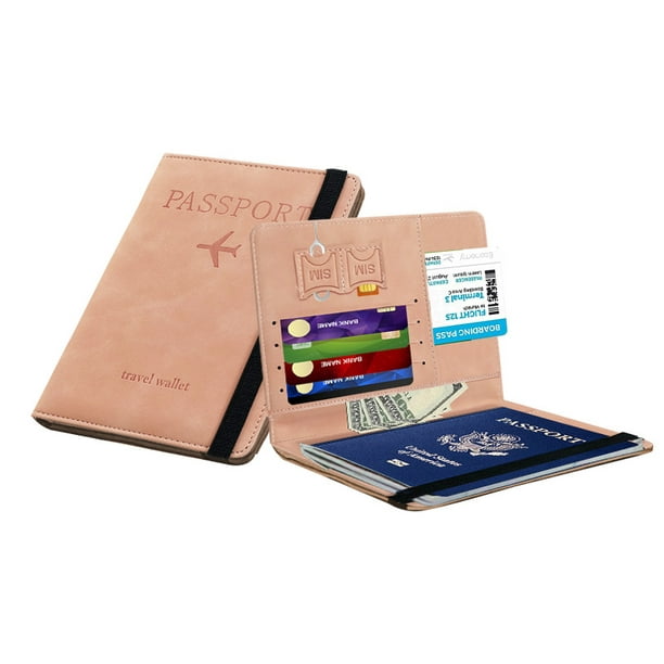 ShenMo Protege Passeport Pochette Passeport Protège Passeport avec Blocage  PU Porte Passeport Anti-vol Organisateur de Voyage pour Billet d'avion