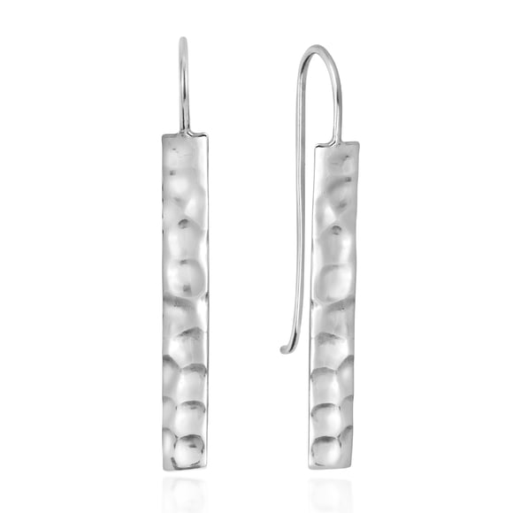 Boucles d'Oreilles Pendantes Élégantes en Argent Sterling à Texture Martelée / Boucles d'Oreilles en Argent Sterling / Boucles d'Oreilles Pendantes pour Femmes