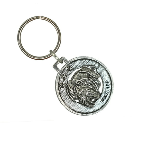 Mastiff Keychain, D122KC, 1 1/2 Inch, Dog Breed, Powerful, Metal, Pet, Gift, Handcrafted in the USA, Diverse Dog Species Designs Available, 100% American Made