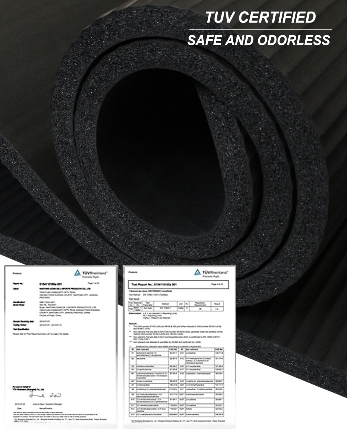 YR Thick Yoga Mat 15mm NBR 78"x35" Wide Exercise Workout Mats for Home Gym Floor Fitness Pad, Black