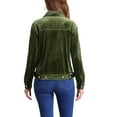 thumbnail image 3 of INSPIRE CHIC Women's Velvet Jacket Button Up Long Sleeve Crop Jackets XS Army Green, 3 of 6