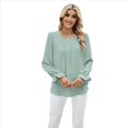 thumbnail image 2 of Blusa de Larga Abullonada para Mujer, Elegante, Informal, con Cuello Redondo, de , Holgada y Plisada. Judías L, 2 of 9