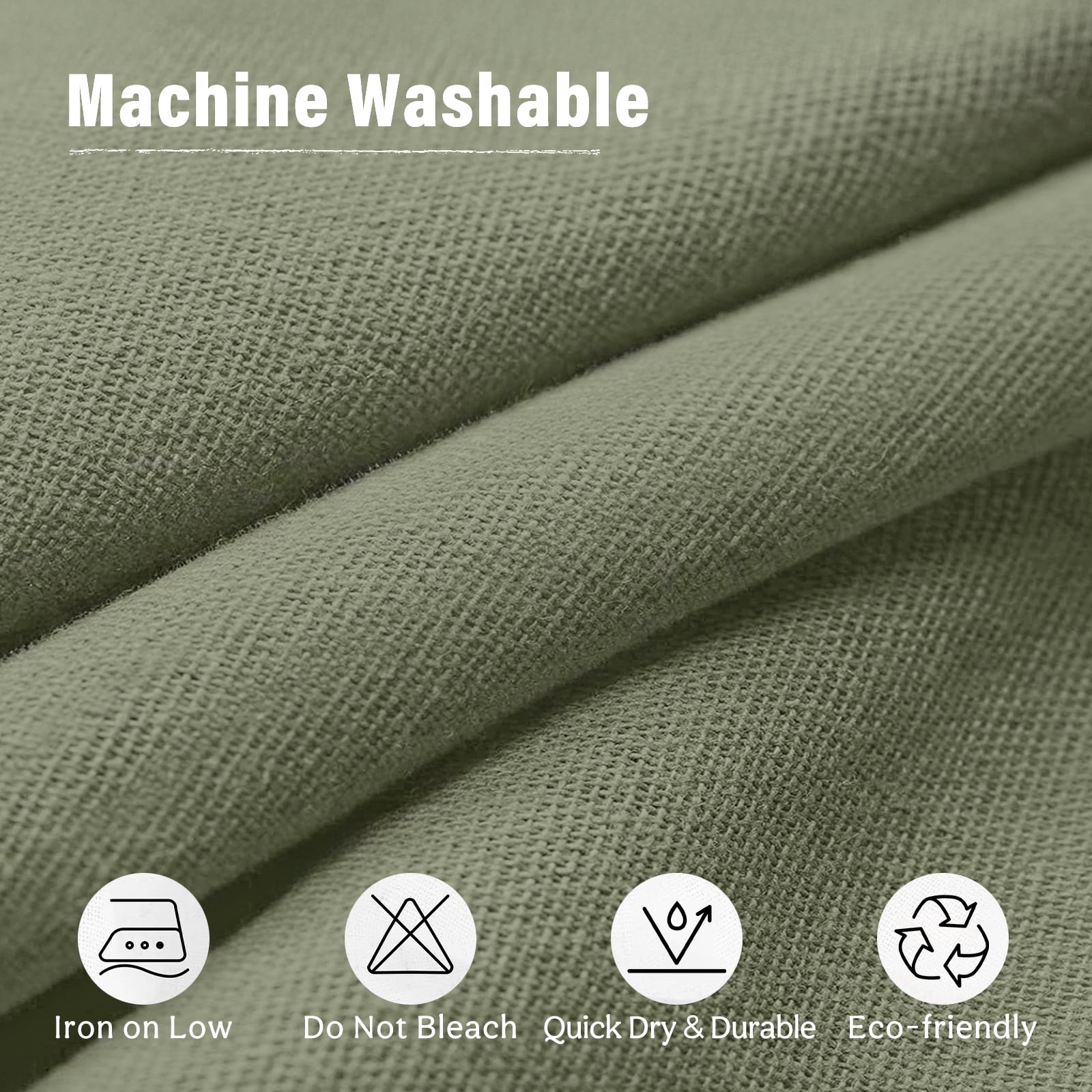 NixiYa Green Linen Shower Curtain Farmhouse Heavy Duty Fabric Shower Curtain for Bathroom,72"x72"