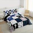 thumbnail image 3 of Manfei Modern Baseball Teens Bedding Comforter Set, Ball Sports Lover Twin Comforter Sets, Cartoon Patchwork Reversible Bedding Set, Ultra Soft Home Decor, 2pcs, 3 of 8