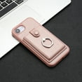 thumbnail image 4 of Compatible with iPhone 16e Wallet Phone Case,360°Rotation Finger Ring Holder Kickstand,with Card Holder,Lychee Pattern PU Leather Durable Shockproof Rugged Phone Case,Rosegold, 4 of 11