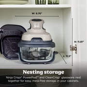 Ninja Crispi Glass Air Fryer 4-Qt, 4-in-1, Air Fry Bake Recrisp, Portable, Dishwasher Safe, FN101ST Stone