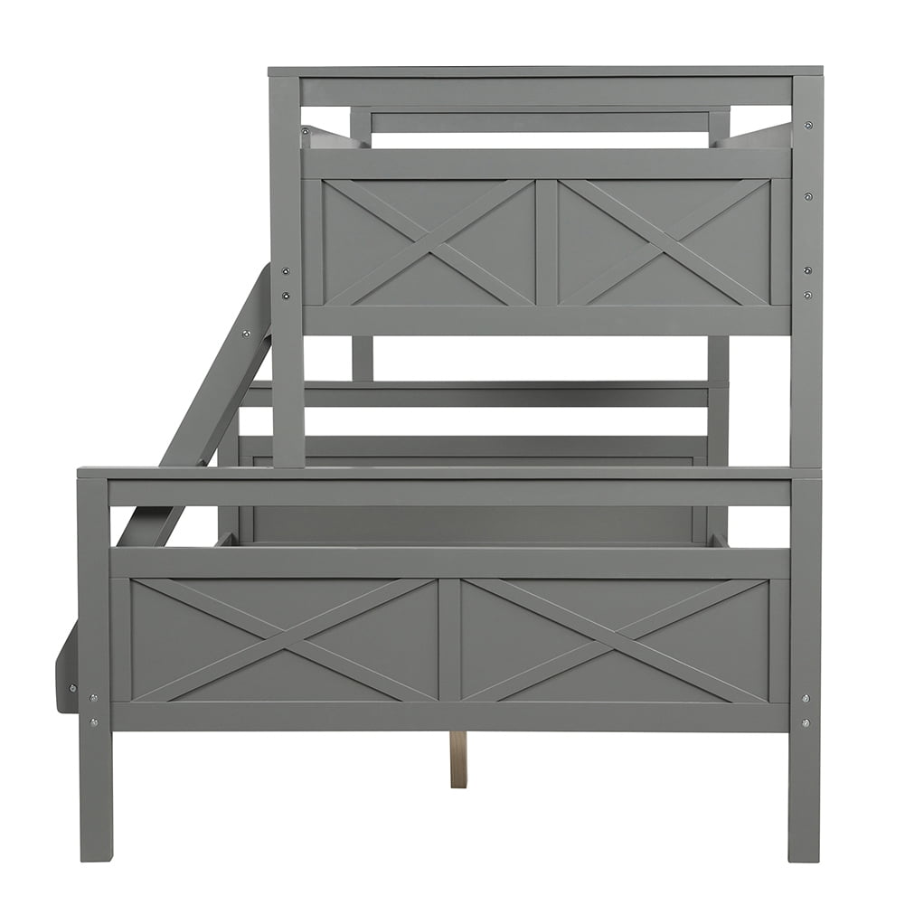 Kadyn Twin over Full Bunk Bed with ladder/Safety Guardrail, Gray
