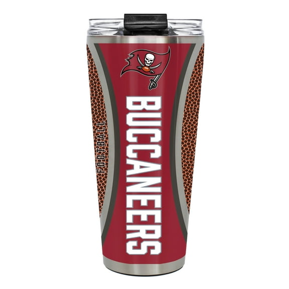 Tampa Bay Bucs 32 ounce vacuum insulated stainless steel tumbler with Gameball graphic