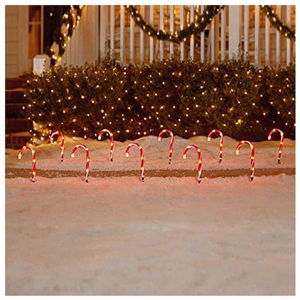 Holiday Living 10-Count Candy Cane Corded Stake Lights - Walmart.com
