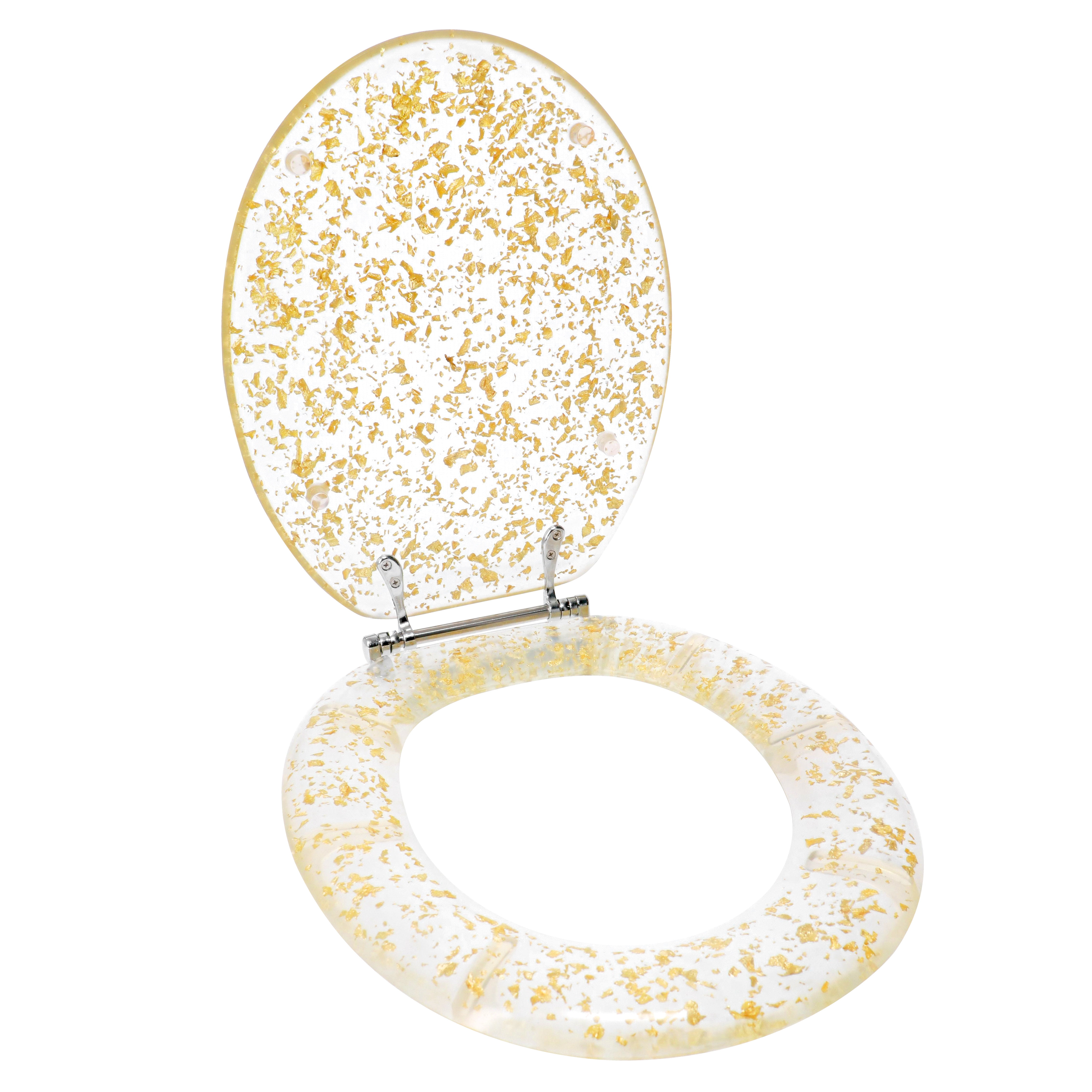 Ginsey Elongated Resin Decorative Toilet Seat with Chrome Hinges, Gold Foil  - Walmart.com