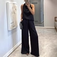 thumbnail image 7 of mihongmao Summer Outfits Outfits for Women 2 Piece Sets Women's Casual Sleeveless Trousers Satin Suit Black S, 7 of 7