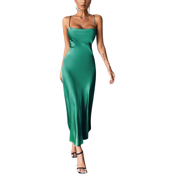 SAYOO Vestido de mujer casual, vestido de cintura sin mangas de color sólido SAYOO moda