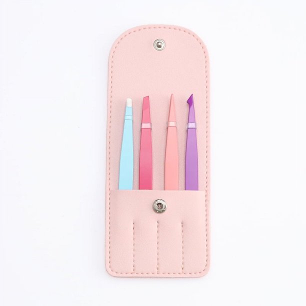 Lyder Juego de 4 pinzas multiusos de precisión de acero inoxidable para cejas, vello Facial, eliminación de espinillas, herramientas de maquillaje