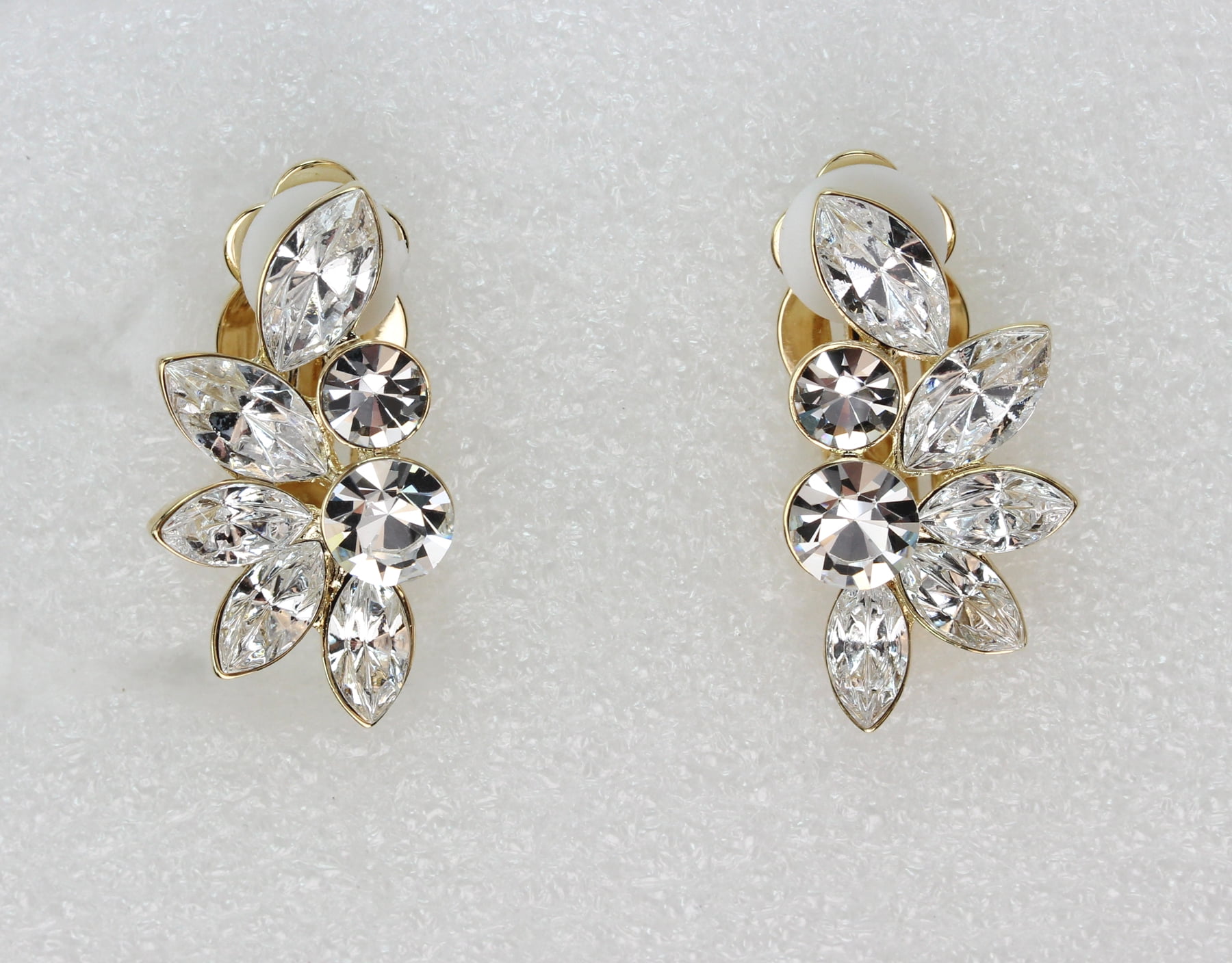 Faship Gorgeous Clear Crystal Floral Clip On Earrings - Walmart.com