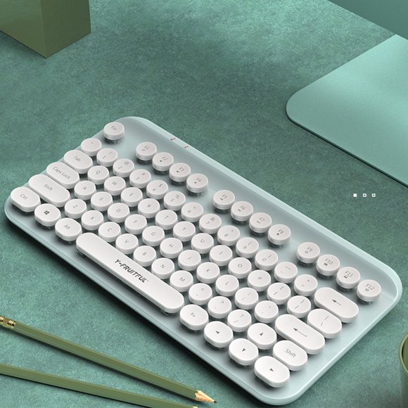 TIMIFIS Keyboard Wireless Keyboard Cute Compact 2.4G USB Wireless Keyboard Round Key Quiet Click Small Size For Computer Laptop PC Desktop Windows