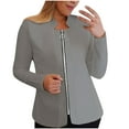 thumbnail image 3 of BiZtdJrK Womens Plus Size Slim Fit Blazer Casual Zip Front Collarless Jacket Solid Bussiness Work Office Blazers 2025 Fall Suit Going Out Clothes Todays Sale Gray 3XL, 3 of 5