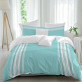 thumbnail image 2 of Aqua Striped Bedding 3 Piece Duvet Cover Set Queen Size, Luxurious White Stripes Modern Abstract Art Soft Microfiber Comforter Cover with Zipper Closure & Pillowcases, FadeResistant Quilt Cover, 2 of 9