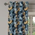 thumbnail image 3 of Ambesonne Leaf Print Grommet Curtain, Pattern of Swirly Leaves, 50"x60", Amber Blue Grey Dark Blue, 3 of 5