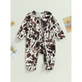 thumbnail image 2 of Western Newborn Baby Boy Girl Clothes Outfit Cow Print Jumpsuit Long Sleeve Zipper Romper Playsuit Infant Clothes, 2 of 9