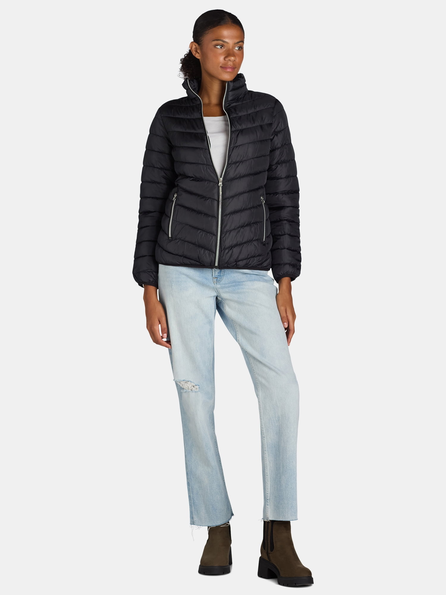 Big Chill Women's and Women’s Plus Packable Puffer Jacket, Midweight, Sizes S-3X