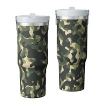 Camouflage 30oz Handheld Travel Tumbler with Handle – Double Wall Stainless Steel Insulated Cup, Flip Straw Lid, Leak-Proof & BPA-Free for Hot and Cold Drinks – Durable Coffee & Juice Mug White