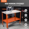 thumbnail image 3 of VEVOR 36" x 18" Welding Table, 1200lbs Load Capacity Steel Welding Workbench Table on Wheels, Portable Work Bench with Braking Lockable Casters, 4 Tool Slots, 5/8-inch Fixture Holes, Tool Tray, 3 of 10