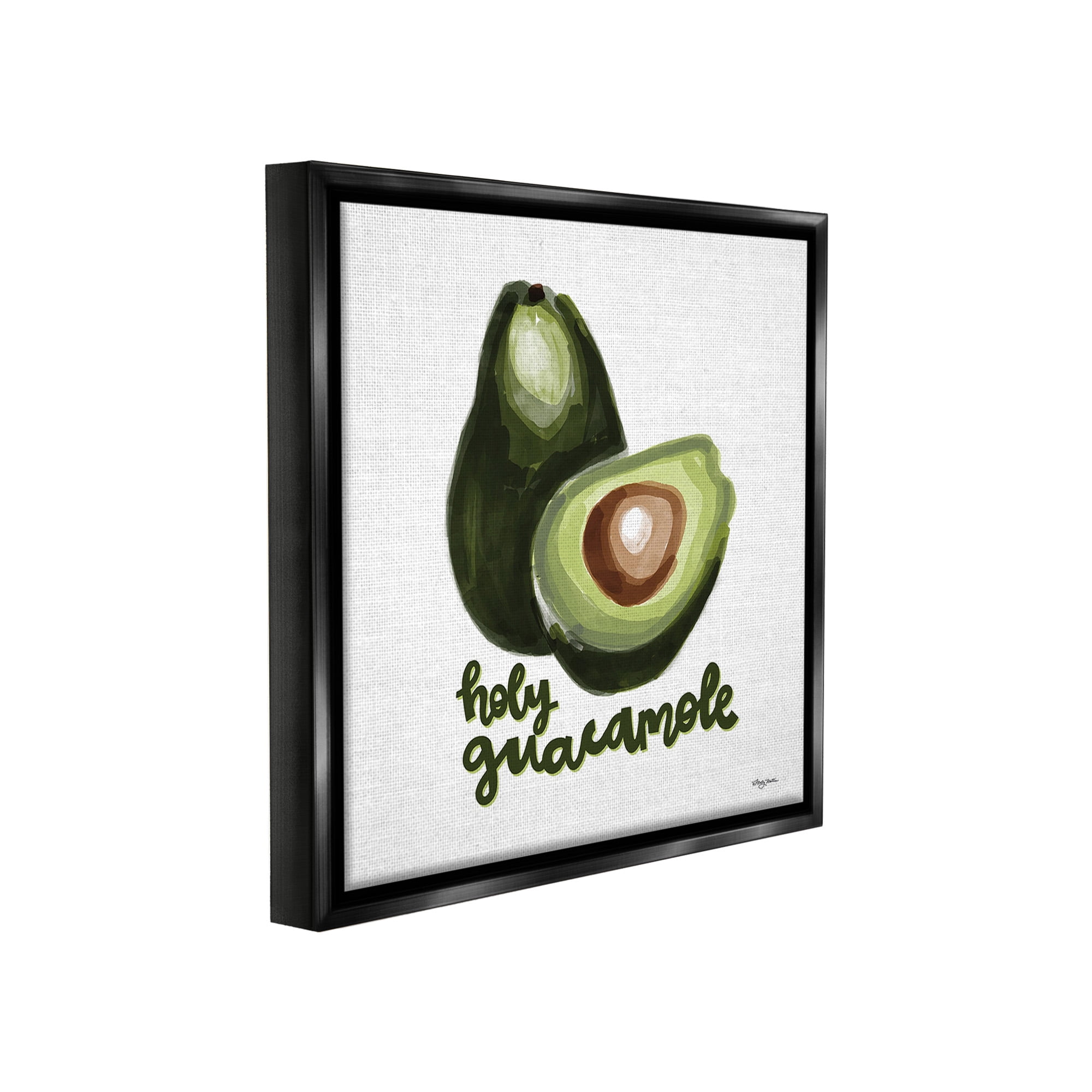 Stupell Industries Holy Guacamole Avocado Food & Beverage Painting Black Floater Framed Canvas Art Print Wall Art, 18 x 18