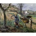 thumbnail image 2 of Pissarro, Camille 24x20 Black Ornate Wood Framed with Double Matting Museum Art Print Titled - Landscape with a Donkey, 2 of 4
