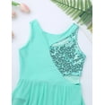thumbnail image 5 of CHICTRY Girls Asymmetrical Sparkly Sequins Skating Leotard Dress,Sizes 6-14, 5 of 7