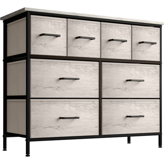 Sorbus Dresser with 8 Faux Wood Drawers - Storage Unit Organizer Chest for Clothes - Bedroom, Hallway, Living Room, Closet, & Dorm Furniture - Steel Frame, Wood Top, & Easy Pull Fabric Bins