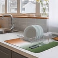 thumbnail image 4 of Gradient Sage Green Dish Drying Mats for Kitchen Counter, Modern Minimalist Sage Green Orange Ocean Beach Absorbent Coffee Bar Mat with Non-slip Rubber Backed Quick Drying Dish Rack Pad 16"x24", 4 of 9
