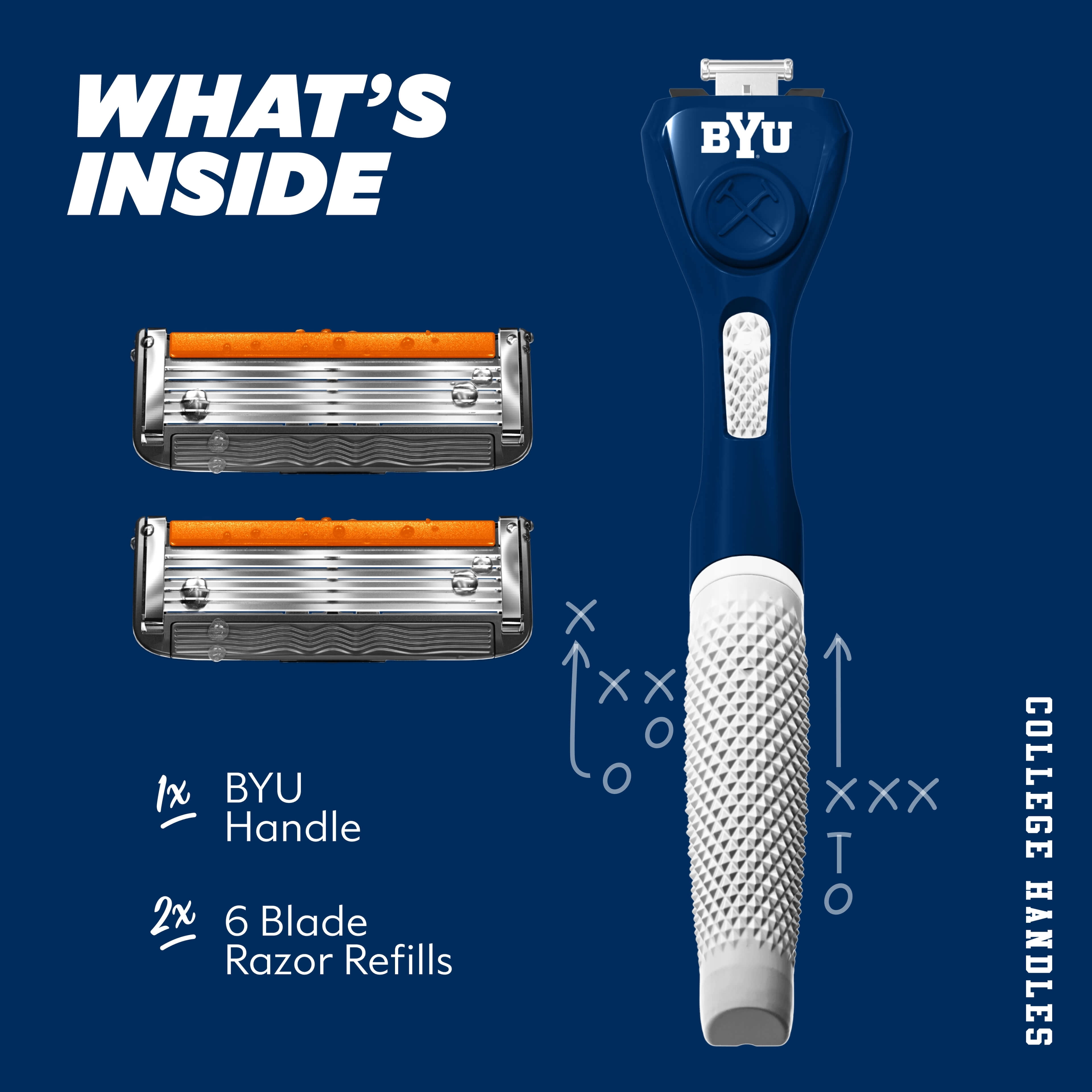 Dollar Shave Club Brigham Young University 6-Blade Shaving Kit with Handle, 2 x 6-Blade Refills