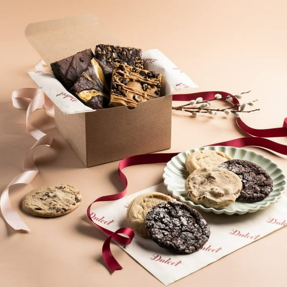 Festive Gourmet Chocolate Chunk Cookies-Chocolate Fudge and Cheese Brownies Box for Corporate Gifting, Family, College Students, Friends, Mom & Dad By
