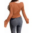 thumbnail image 4 of Women'S Long Sleeve Tops, Scoop Neck Ribbed Knit Shirt Slim Fit Pullover Sweater Casual Basic Thermal Shirt Dark Brown S, 4 of 9