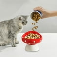 thumbnail image 6 of PPgejGEK Ceramic Cat Bowl with Elevated Neck Support - Mushroom Shaped Pet Food Water Bowl, Tilted Non-Slip Feeder for Cats, Red, 6 of 6