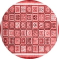 thumbnail image 1 of Ahgly Company Machine Washable Indoor Round Abstract Red Modern Area Rugs, 3' Round, 1 of 4