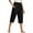 A1 Black, variant on BODOAO Cotton Linen Capri Pants for Women Loungewear Cotton Linen Blend Straight Leg Elastic Waist Pants Wide Leg Capri Length Skin-friendly Loose Fit Travel Pants Black L