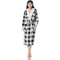 thumbnail image 1 of Sunny Forrest Metro Check Hooded Robe with Pockets - Black Checker (CA/US, Alpha, Large, X-Large, Regular, Regular, BLACKCHECKER/WHITE), 1 of 1