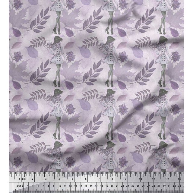 Soimoi Polyester Crepe Fabric Swirls & Floral Artistic Print Fabric by The Yard 52 Inch Wide