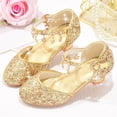thumbnail image 2 of hoksml Girls Glitter Princess Heels with Star Ankle Strap, Sparkly Low Heel Dress Shoes for Wedding Party Pageant and Holiday Wear, 2 of 6