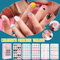 Children's Fake Nails, Kids Nail Art Set, Reusable Nail Stickers with Nail Files, Eco-Friendly Material, Easy to Use and Trim, Suitable for Parties, Weddings, Daily Wear, Non-Toxic Design