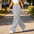 thumbnail image 4 of ZHYou No Boundarie Women's Casual Fleece Pants High Drawstring Waist Wide Leg Thick Warm Winter Loungewear Loose Sweatpants with Pockets,Gray,Size XL, 4 of 8